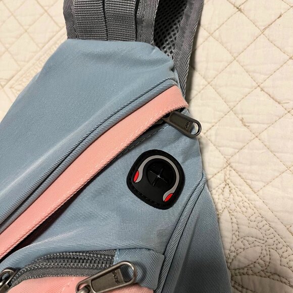 Crossbody Sling Backpack, Grey and Pink - Picture 3 of 9